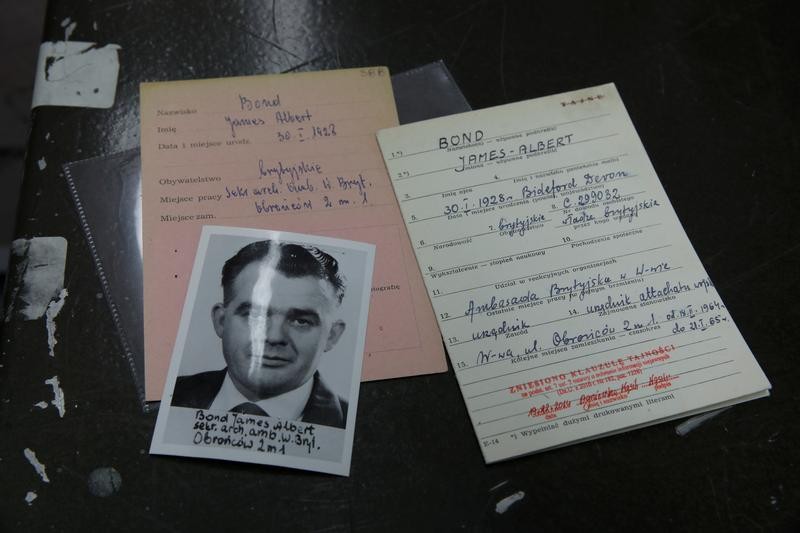 The documents of a suspected British agent called James Bond are pictured at Institute of National Remembrance (IPN) in Warsaw, Poland, September 23, 2020. REUTERS/Kacper Pempel